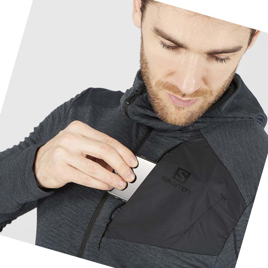 Salomon ESSENTIAL LIGHTWARM HOODED Erkek Kapüşonlu Sweatshirt Siyah | TR 3217KOR